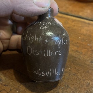 Old Stoneware Whiskey Scratch Jug Miniature Wright & Taylor Distiller Kentucky