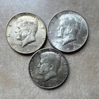 1964 D Kennedy Half Dollar 90% Silver Coins Lot of 3