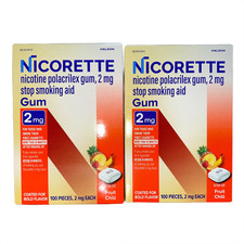 2x Nicorette Nicotine Gum Fruit Chill 2mg 100pcs Exp 03/2028 Sealed