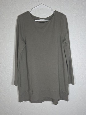 J Jill PureJill Tunic Top Size L Long Sleeve Stretch Cotton Modal Knit Gray