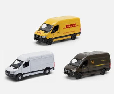 KINSMART DHL Courier Van UPS White Mercedes Benz Van sprinter 1:48 Scale Diecast Model