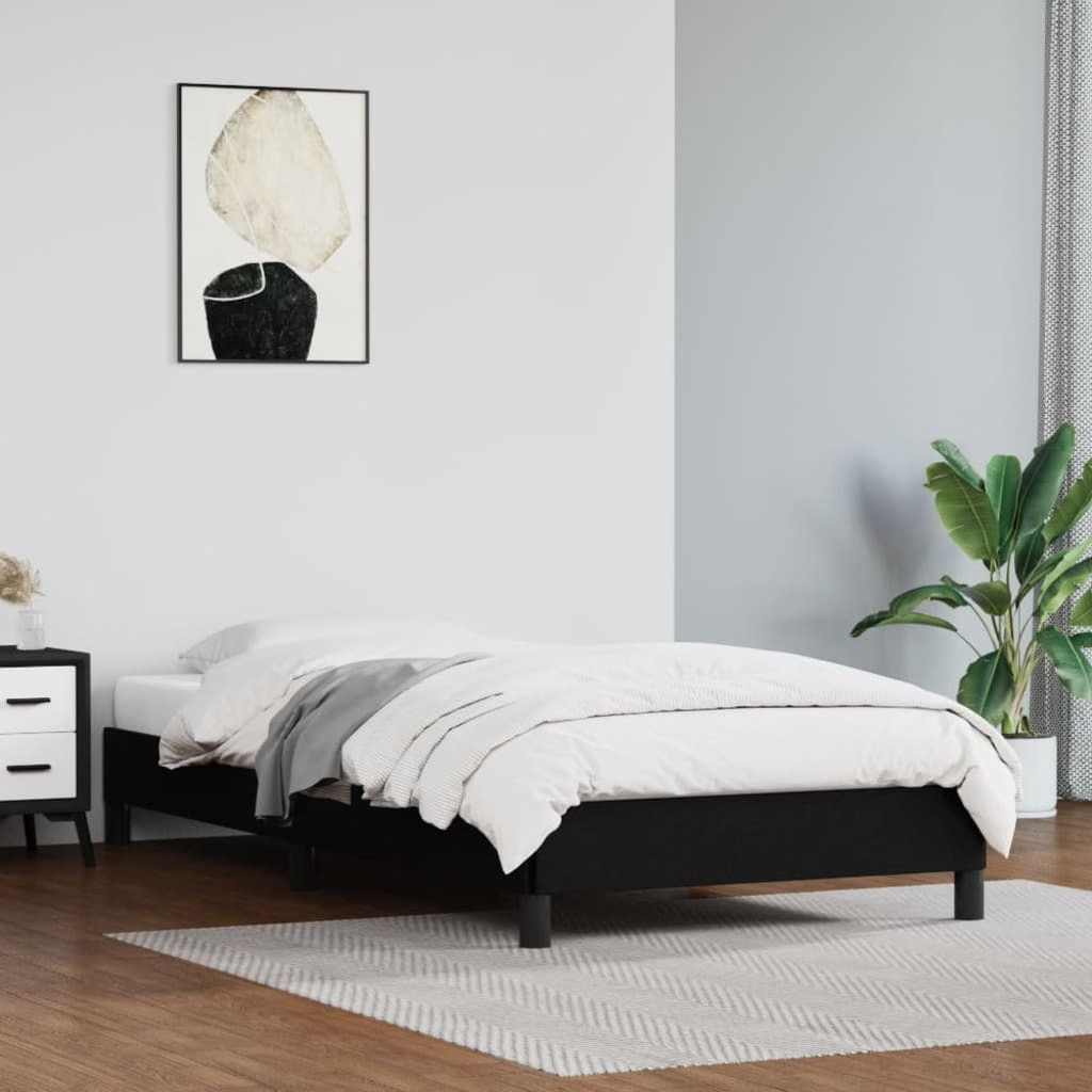 Bed Frame Black Faux leather, plywood, engineered wood Twin-image