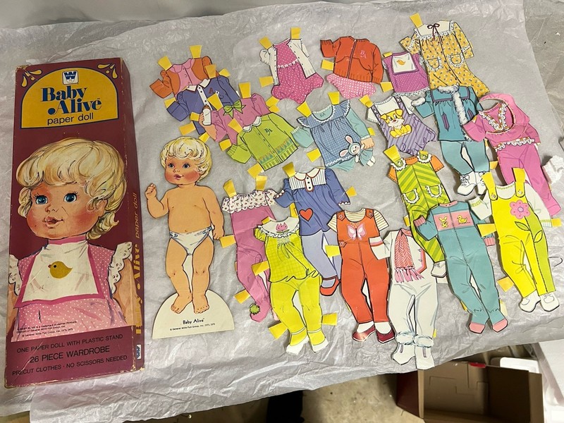Vintage Baby Alive Paper Dolls Pre Cut Paper Doll with Paper Clothes Lot