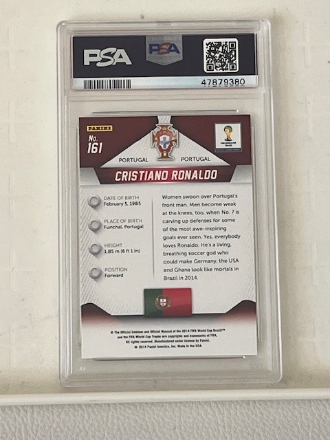 2014 Panini Prizm World Cup Cristiano Ronaldo #161 Portugal PSA 10 Gem Mint view 2