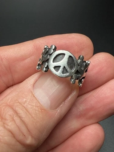 Vintage Taxco Mexico Eagle Mark Peace & Dove Sterling Silver 925 Ring Size 6.25