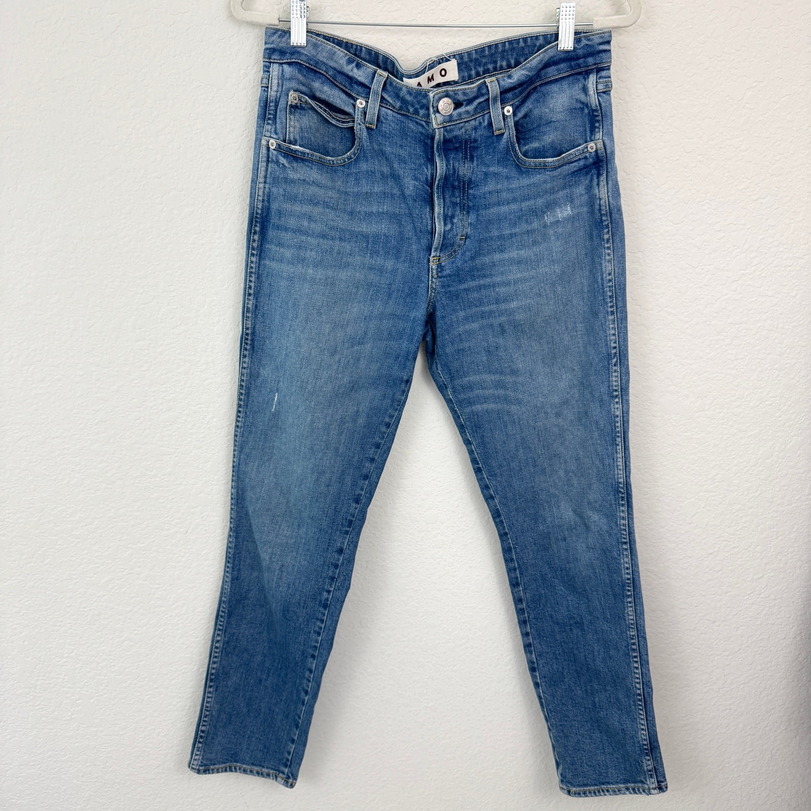 AMO Womens Tomboy Denim Jeans Size 29 Mid Rise Relaxed Damsel Wash Blue