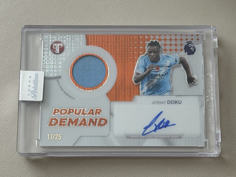 2025-26 Pristine Premier League Jeremy Doku Orange Match-Worn Patch Auto /25