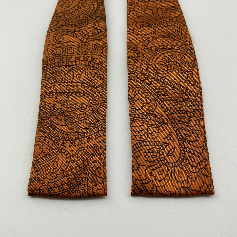复古领结深橙色或铜黑色图案丝绸可调节无品牌 — 第 2/4 张图片