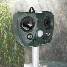 USB Rechargeable Solar Motion Activated Strobe Ultrasonic Scare Animal Repeller