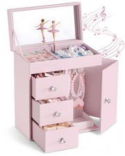 Lolalet Music Jewelry Box for Girls, Age 3-12 Years Old Kids Pink(Ballerina)