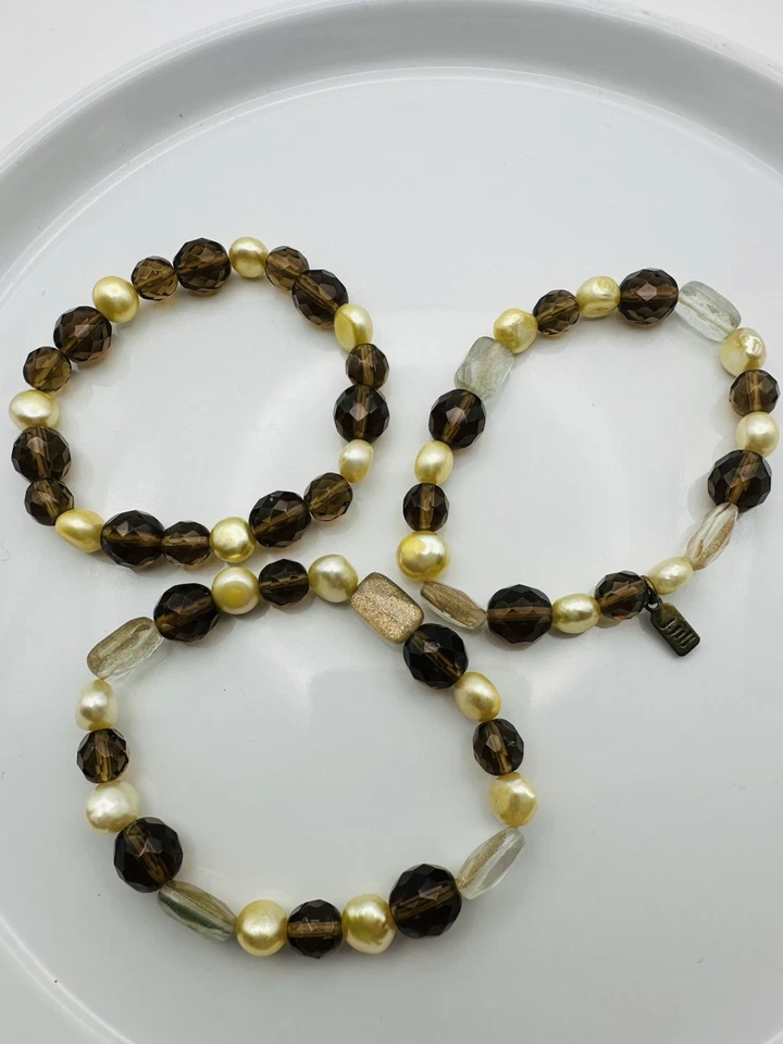 Conjunto de pulseira elástica de vidro arte pérola água doce J Jill - Imagem 2 de 4