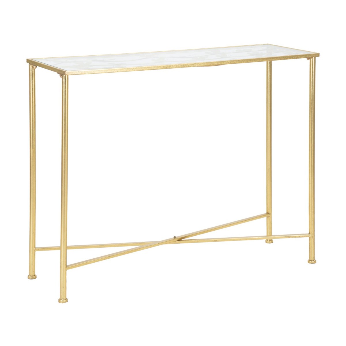 Console métal Butterfly dorée 100cm table d'appoint salon couloir