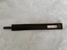 Christofle chopsticks Ebony with Gold Rings with case