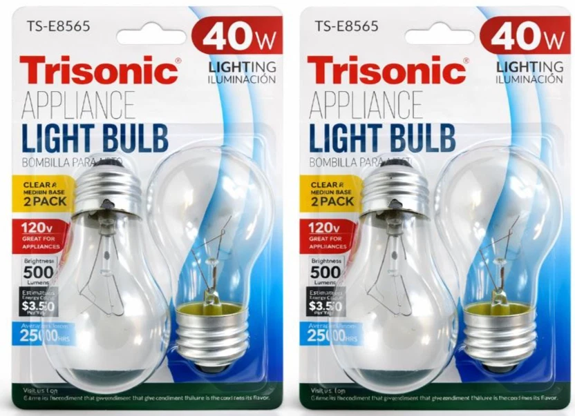 4-Pack 40W Appliance Light Bulb A15 E26 Clear 120V Oven Refrigerator - Image 1 of 2