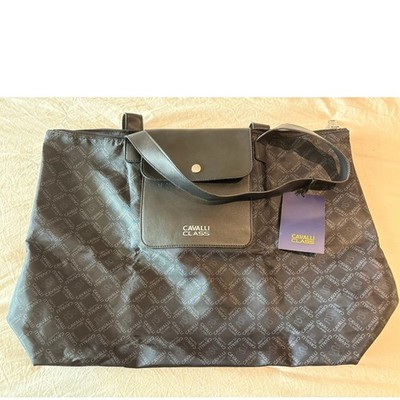 Cavalli Class Large Black Logo Tote, NWT