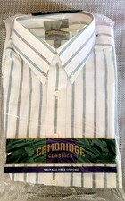 NEW Vintage Cambridge Classics Wrinkle-Free Oxford Striped Dress Shirt - Sz 15.5