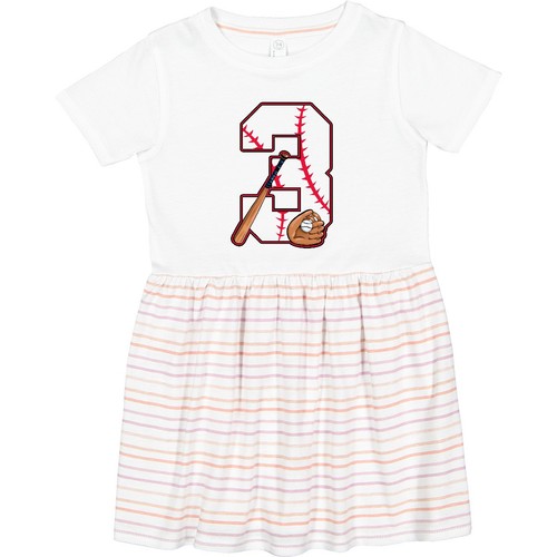 Inktastic Baseball Third Birthday- Three Years Old Toddler Dress Birthdays 3rd