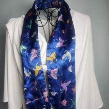 Vintage Smithsonian Institution Butterfly Scarf Silk Long 63"x11  