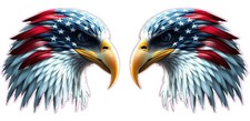 American Flag Eagle Head Patriotic Decals Pair