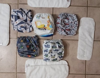 Lot Of 5 Boy Themed Mama Koala Reusable Cloth  Covers With Inserts Very Good* 