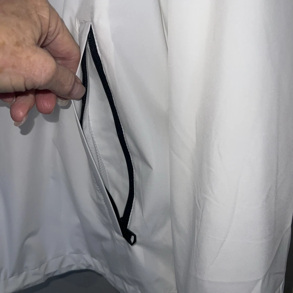 NUEVA Chaqueta Cortavientos Calvin Klein Para Hombre Blanca Cremallera Completa Talla Grande Foto 4 de 4