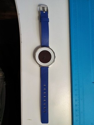 Pebble Time - Silver,  New Blue Leather Straps, Excellent Condition