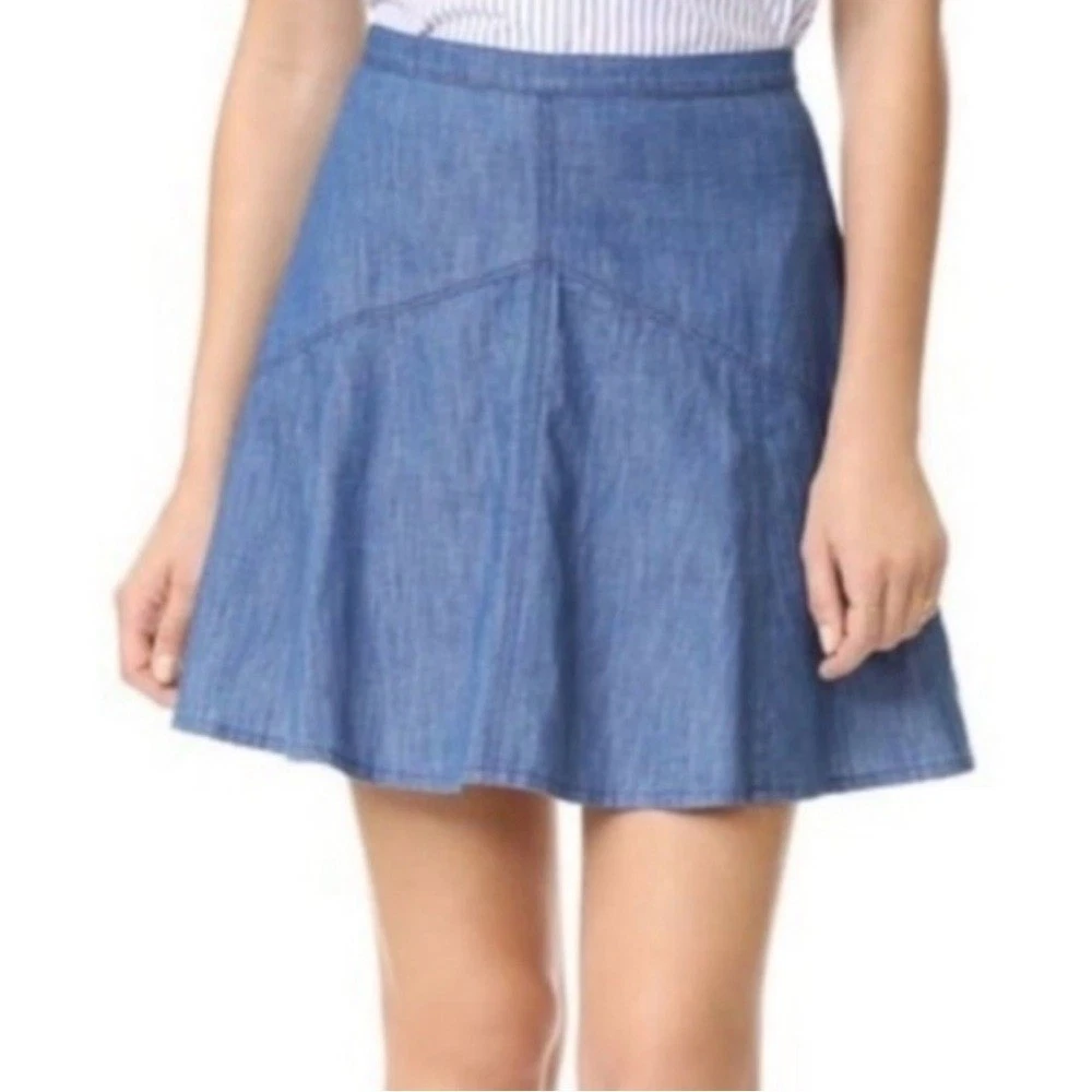 Madewell Piazza Lightweight Denim Linen Blend Flare Skirt Womens 4