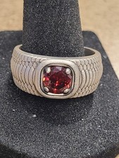 Sterling Silver Ruby Men's Ring Size 11