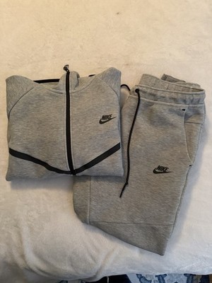Men s Nike Tech Gray 2-Piece Tracksuit w/Full Zip Hoodie + Pants Size L