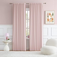 Cortinas rosa apagado con bolsillo para barra, 52"x84", oscurecedoras, 2 piezas