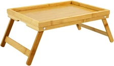 Bamboo TV Bed Tray Table with Folding Legs Serving Trays Drawing Table Portable 
