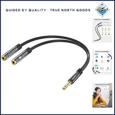 3.5mm Aux Splitter Adapter for Connecting Dual-Plug Headsets to Devices