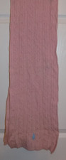 Ralph Lauren cable knit wool blend scarf baby pink preppy academia classic pony