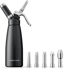 500ml Aluminum Whipped Cream Dispenser Foam Maker with Nozzles Set Black