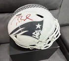 Tom Brady Patriots Autographed Salute to Service Speed Helmet with Red Ink