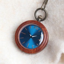 Unique Walnut Wood Pocket Watch with Watch Chain Git to Him Her