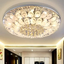 Modern Crystal Chandelier Luxury Flush Mount Ceiling Lamp Pendant Dia 80 cm