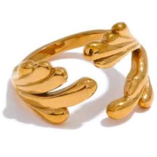 Offener verstellbarer Ring Urlaub Gold Silber Damen 18k vergoldet Wasserfest 