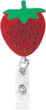 Badge Holder Retractable Clip Cute Funny ID Strawberry 1Pcs