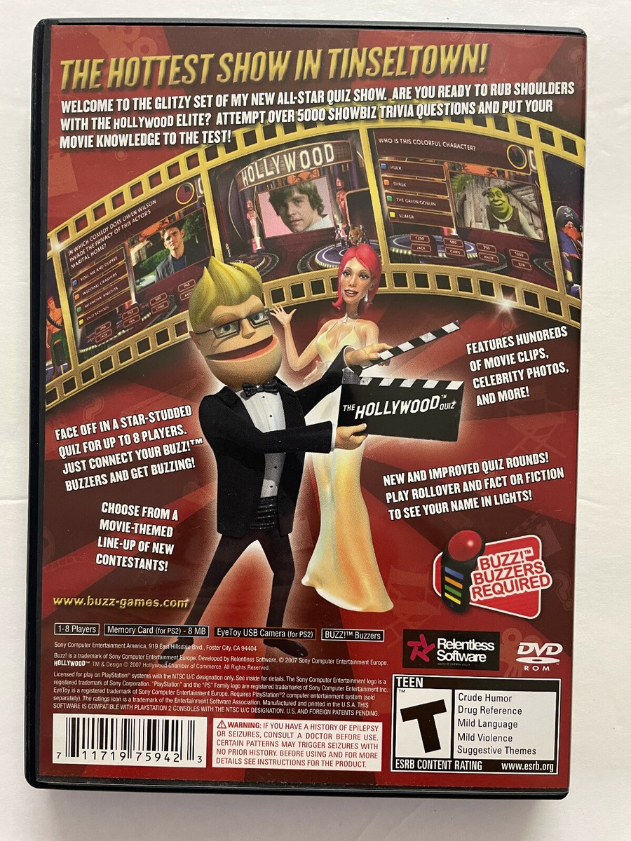 BUZZ: THE HOLLYWOOD QUIZ Sony PlayStation 2 PS2 Game 711719759423