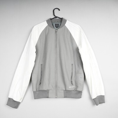 Adidas Originals Jacke Herren Small Grau Bomber Varsity Wolle Leder Y2K B57