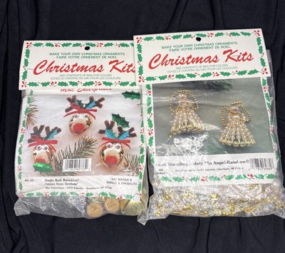 VTG Craft Merri Mac Christmas Kits Standing Angel Pins & Jingle Bell Reindeer-2