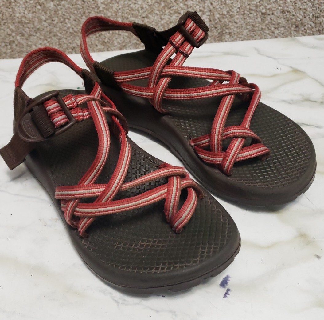 Chaco Womens 6 Classic Double Red Strap Toe Loop Sandals Vibram Outdoor Hiking