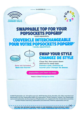 PopSockets PopTop Interchangeable Black - Top Pour PopGrip - Accessoire Téléphone Personnalisable