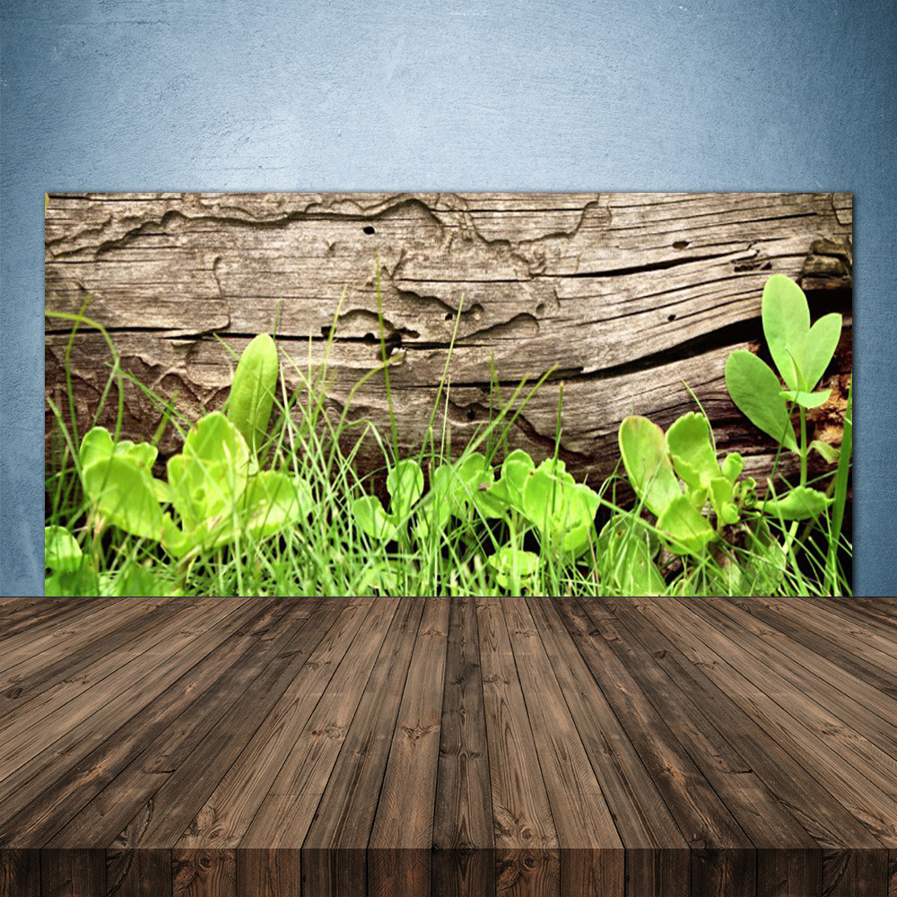 Crédence de cuisine en verre 140x70 cm avec motif herbe et feuilles florales