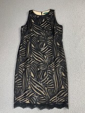 Lauren Ralph Lauren Evening Dress Womens 10 Black Beige Sequin