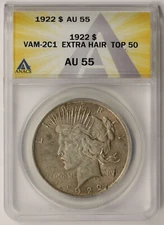 1922 VAM-2C1 Extra Hair Top-50 Peace Dollar $1 AU 55 ANACS