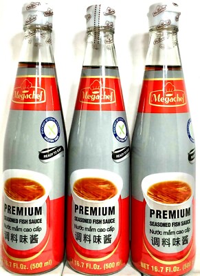 MegaChef Premium Seasoned Fish Sauce Gluten Free 16.7oz (Pack of 3)~12/2026