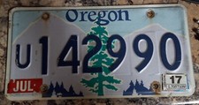 Oregon Utility Trailer License Plate Pine Tree Mountains Design July 2017 Tags
