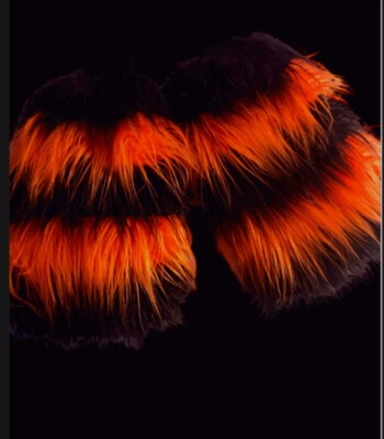 Orange Black Furry Legwarmer Fuzzy Girl Boot Covers Fluffy Leg warmer Women Emo